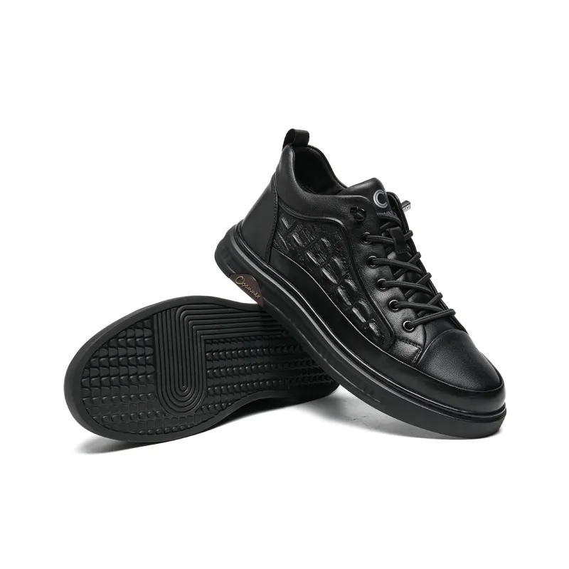 C°BANNER Mid Top Skateboard Shoes Men's Black Plus Size-3