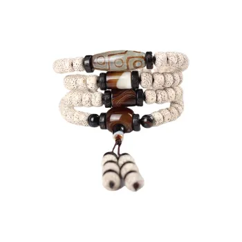 Red All Year Round Star Moon Bodhi Seeds Textile Beaded Bracelet Unisex