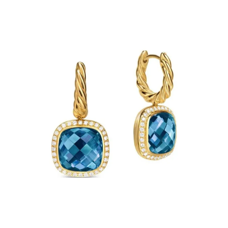 David Yurman 18kt Yellow Gold Albion Topaz And Diamond Earrings-1