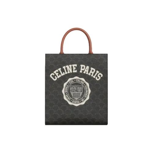 CELINE Triomphe Cow Leather Vertical Trunk Shoulder Bag Handbag Small Size Women's Tawny