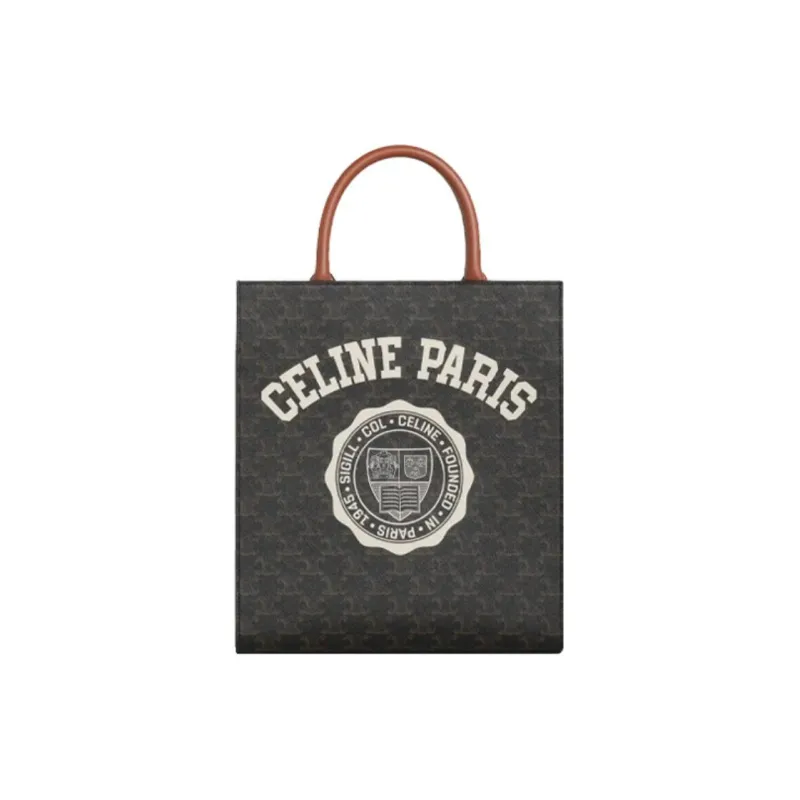 CELINE Triomphe Cow Leather Vertical Trunk Shoulder Bag Handbag Small Size Women's Tawny-0