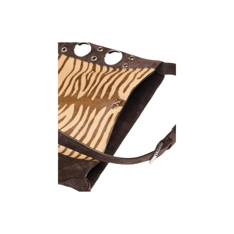 Valentino Small Horse Pattern Calfskin Crossbody Bag Shoulder Bag Women's Beige & Brown-3