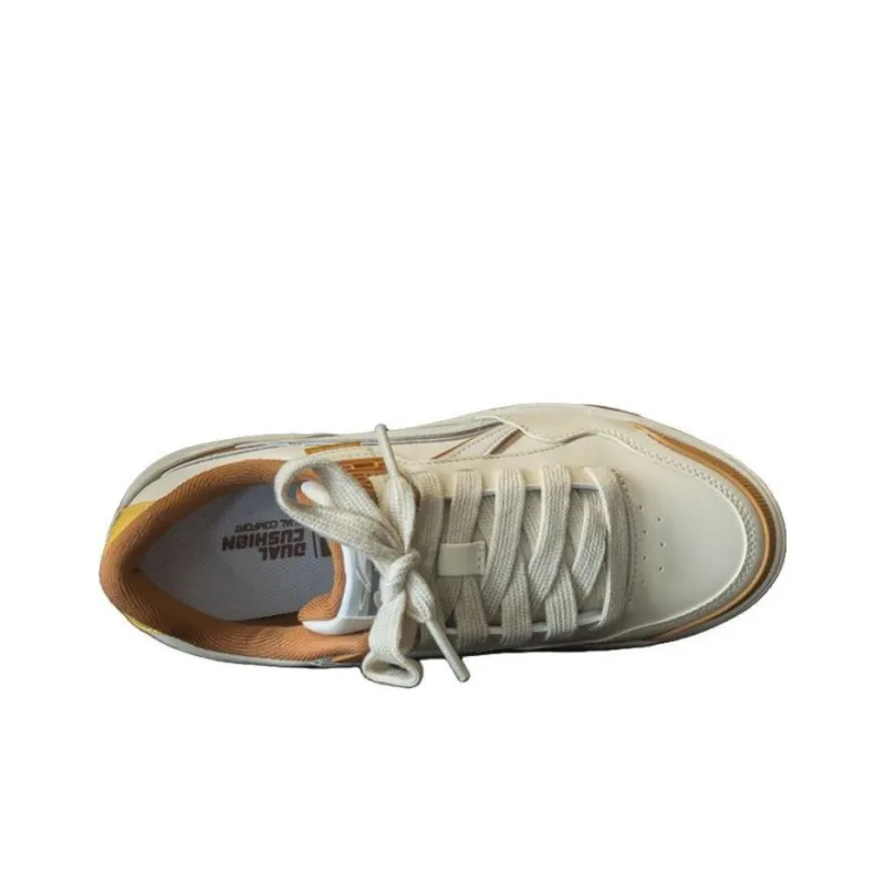 LiNing Common 80s Wear Resistant Slip Resistant Low Top Skateboard Shoes Men's White Brown-2