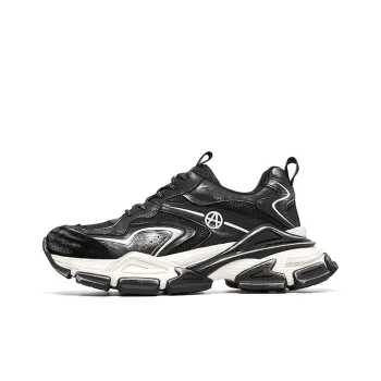 Acupuncture Cushioned Slip Resistant Abrasion Resistant Low Top Chunky Sneakers Unisex Black