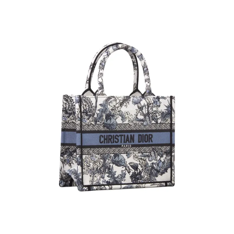 DIOR BookTote Fabric Tote Bag, Shopping Bag, Handbag Trumpets Women's White & Denim Blue-1