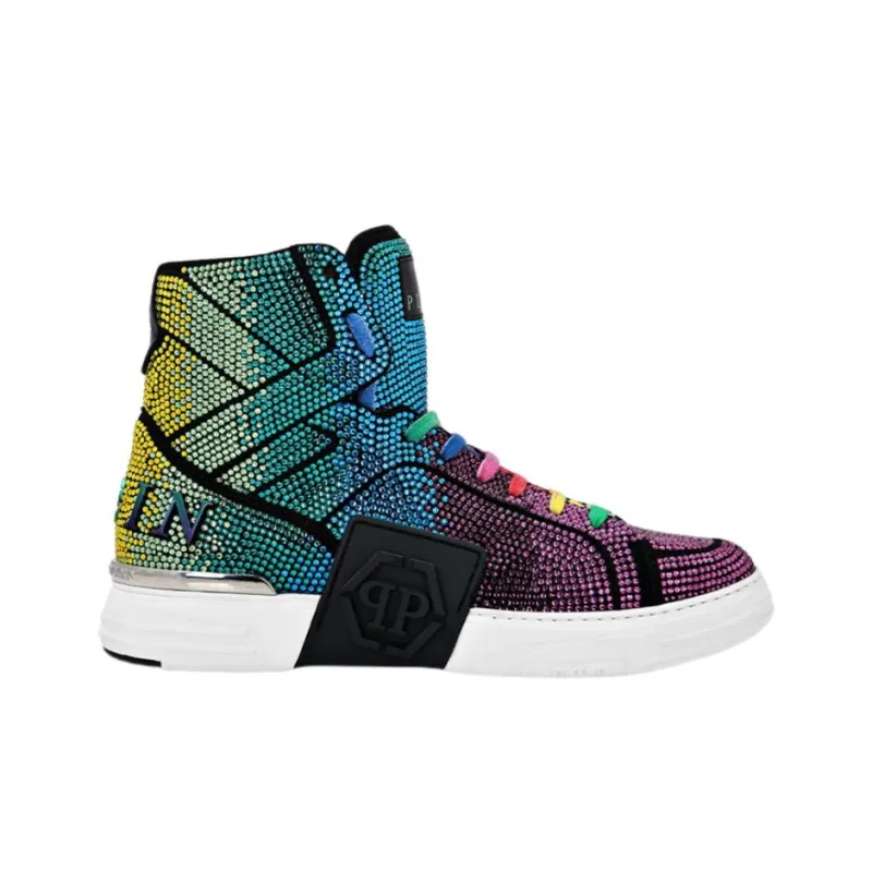 PHILIPP PLEIN Skateboard Shoes Women's High-Top Blue/Purple-1