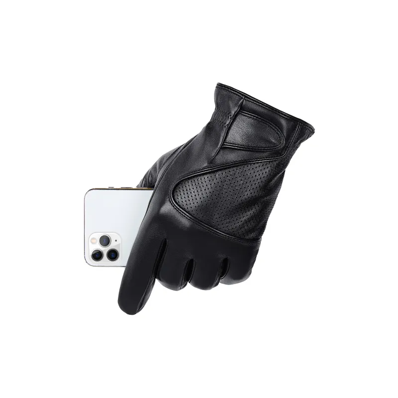 BISON DENIM Sheepskin Gloves Men's Black-2