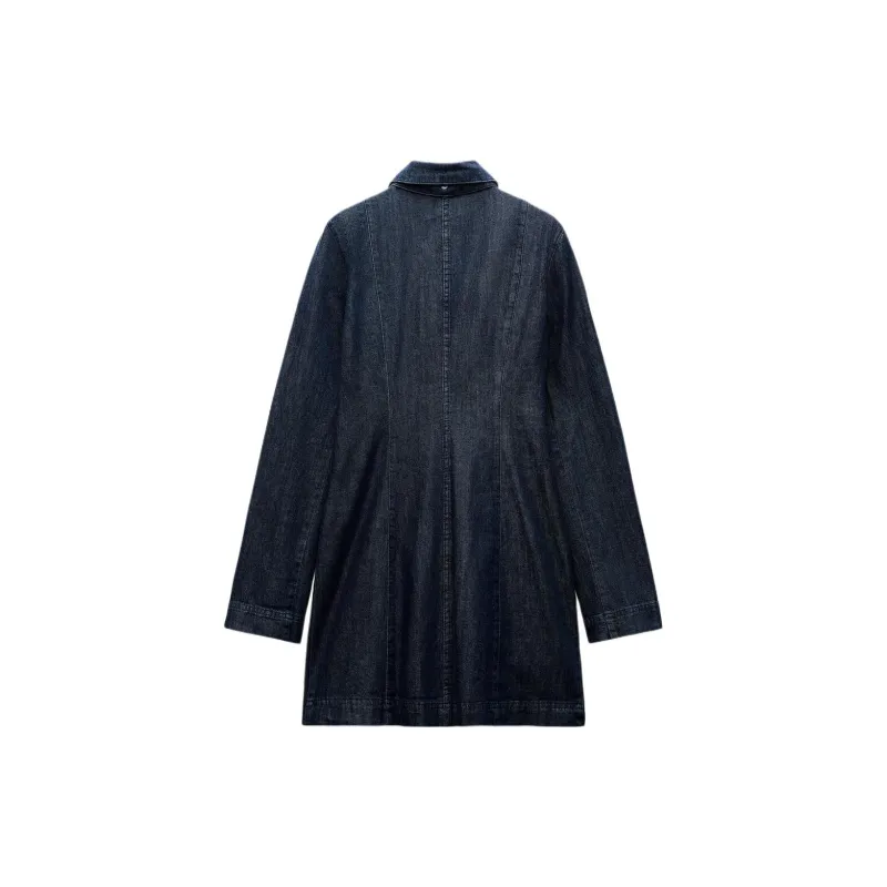 ZARA Trf Long Sleeved Dress Women's Indigo-1