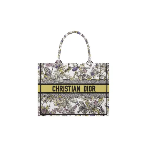 DIOR BookTote Cotton Tote Bag Shopping Bag Handbag Medium Size Women's Milk White