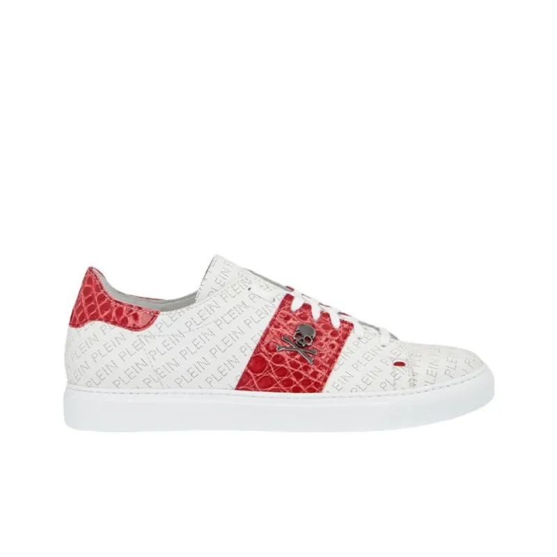 PHILIPP PLEIN Skateboard Shoes Men Low-Top Red/White-1