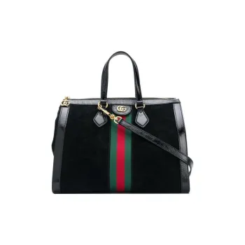 GUCCI Ophidia Leather Trim Tote Bag Shopping Bag Shoulder Bag Crossbody Bag Handbag Medium Size Unisex Black