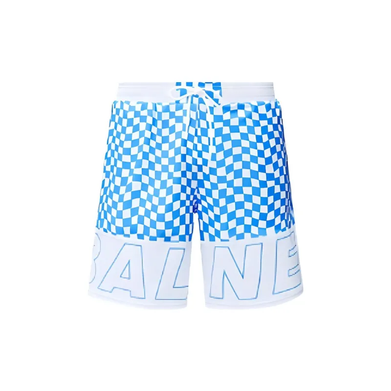 BALNEAIRE Swimsuit Set Men's Blue White Checkerboard Top+Bottom-1