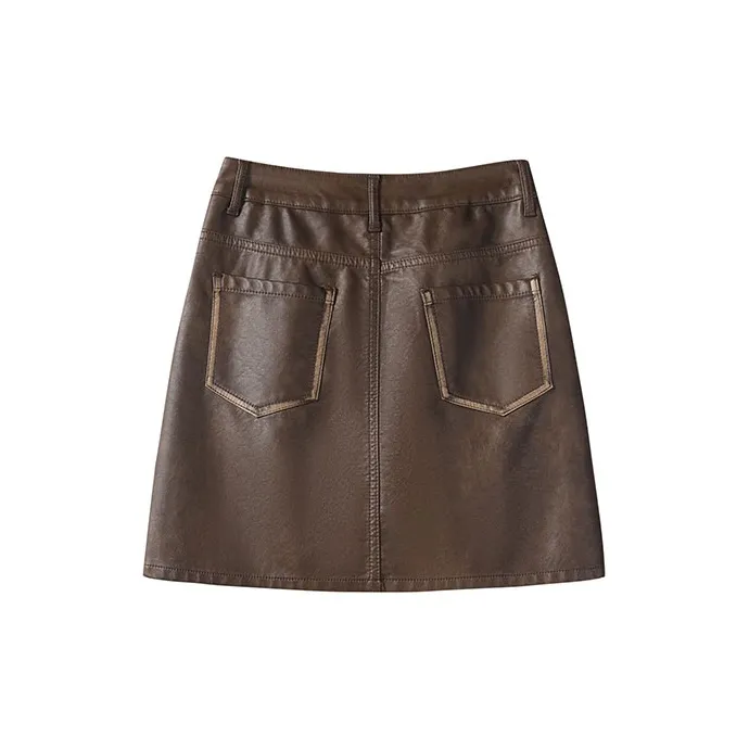 FAIRWHALE Leather Long Skirts Women's-1