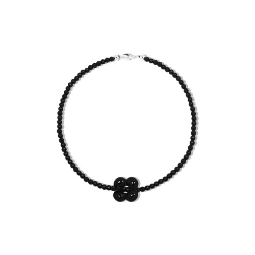 AWE Colored Glaze Floral Black Round Bead Advanced Luxurious And Exclusive Collarbone Chain Women's