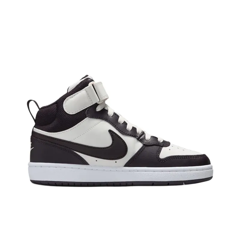 Nike Court Borough 2 Anti Slip Wear Resistant Mid Top Kids' Skateboarding Shoes White Red Unisex-1