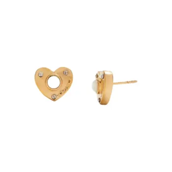 COACH Brass Pearl Stud Earrings Women's Gold