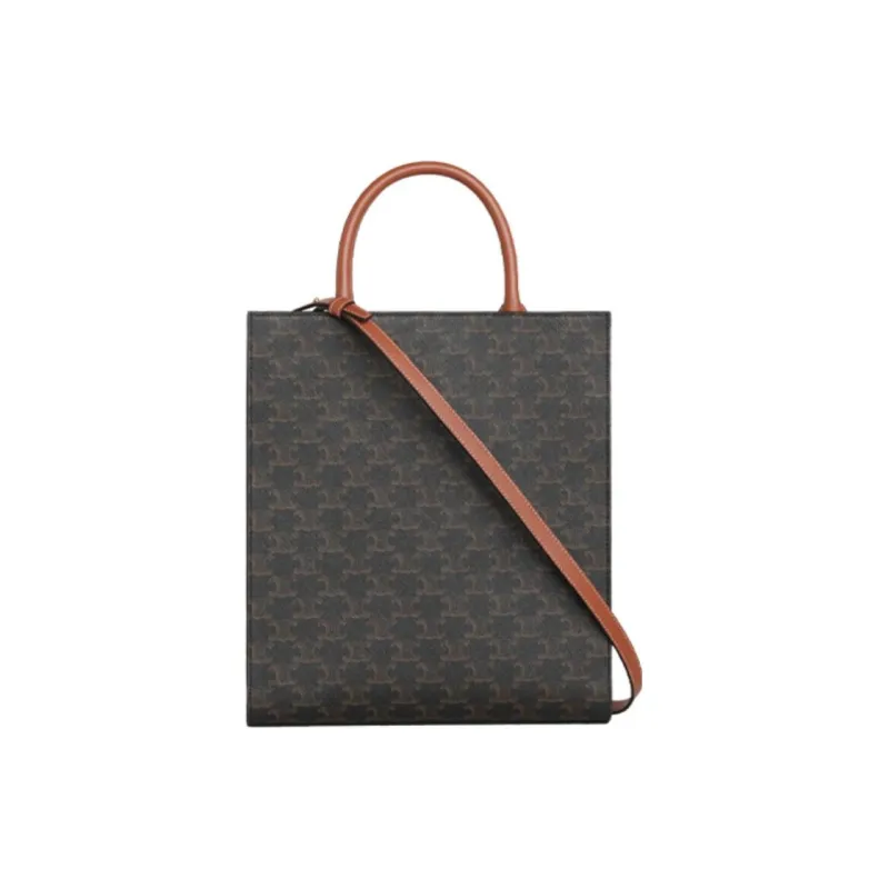 CELINE Triomphe Cow Leather Vertical Trunk Shoulder Bag Handbag Small Size Women's Tawny-2