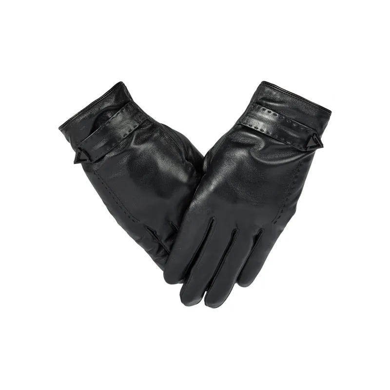 Shanghai Story Sheepskin Knit Gloves Men's Black Gift Box Set-12
