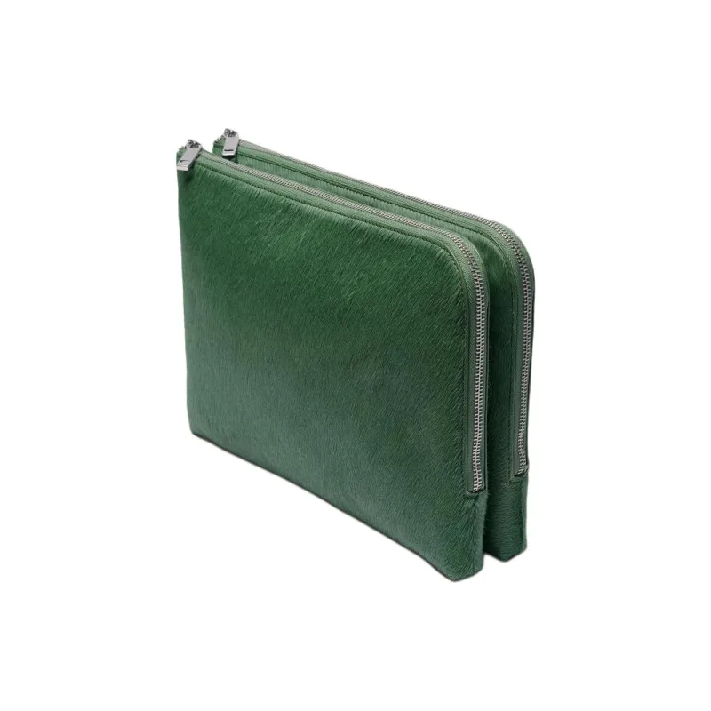 ZARA Cowhide Clutch Women's Green-2
