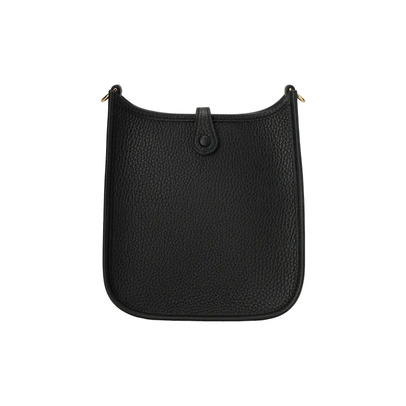 HERMES Evelyne Clemence Bullock Leather Crossbody Bag Shoulder Bag Unisex Black-3