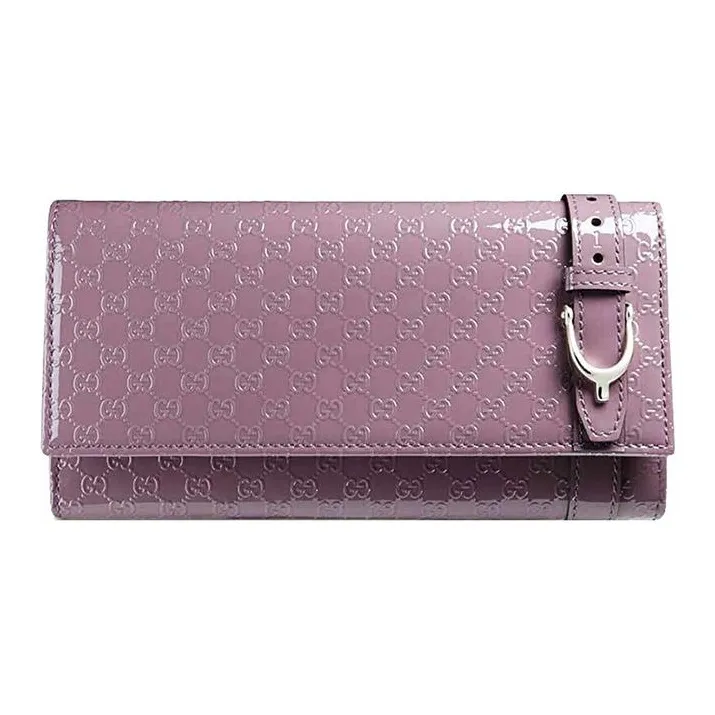 GUCCI Patent Leather Wallet Women's Light Purple-0