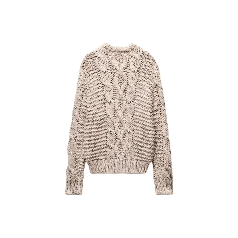 ZARA Sweater Women's Light Gray Pink-1