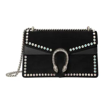 GUCCI Dionysus Suede Crossbody Bag, Shoulder Bag Small Size Women's Black