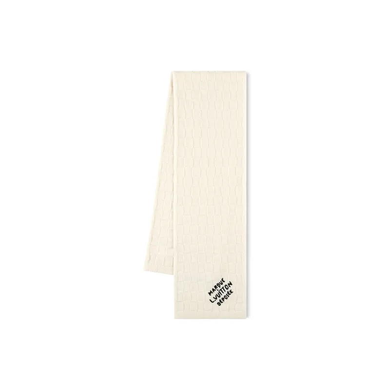 LOUIS VUITTON Sheep Wool Knit Scarves Unisex Beige-0
