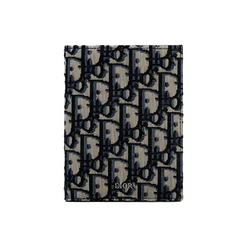 DIOR Embroidery Card Holders Passport Holders Unisex Beige Black