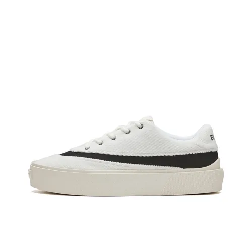 EQLZ EQUALIZER Fault Anti Slip Wear Resistant Low Top Skateboard Shoes Unisex Corduroy White