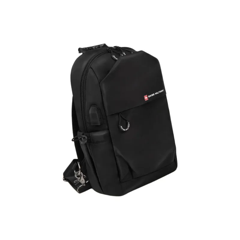 SWISS MILITARY Oxford Sling Bag Regular Unisex Black/Red-3