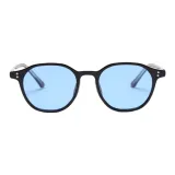 Bright Black with Blue Lens