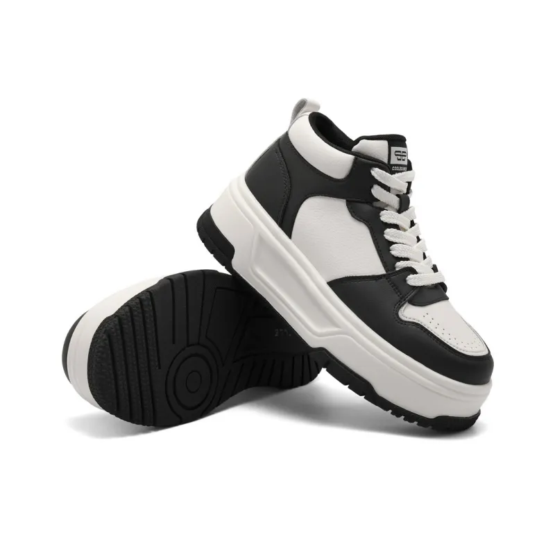 BELLE Height Increasing Wear-Resistant Slip-Resistant High-Top Skateboard Shoes Women's Gray Brown Black-20