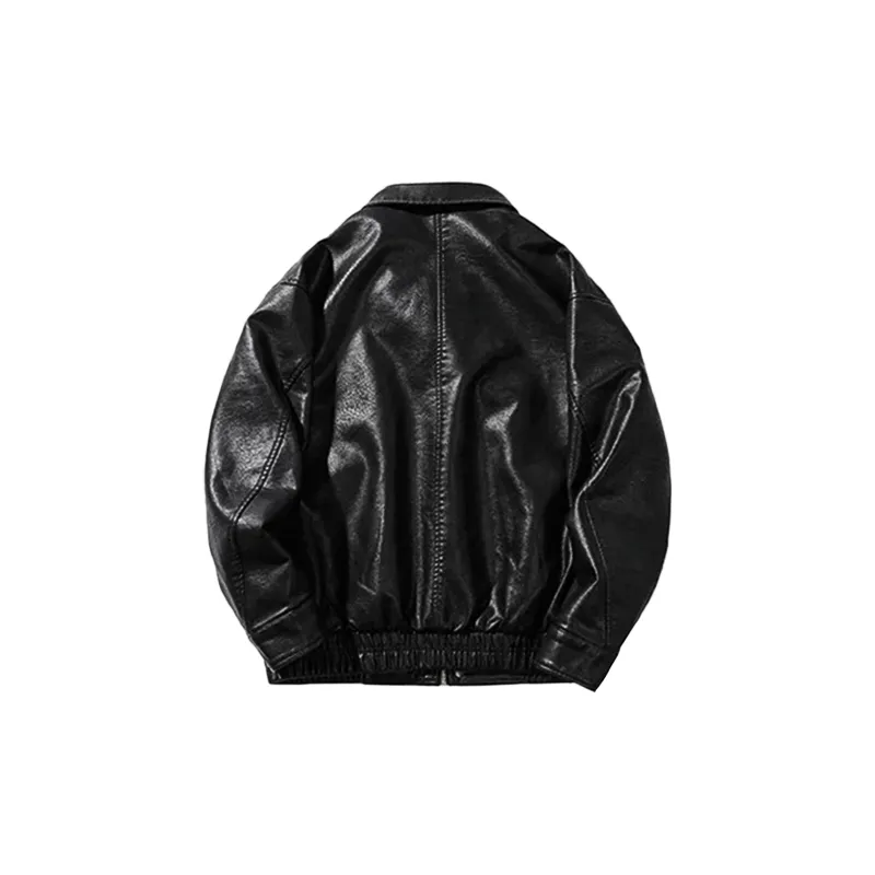 WILD LEADER Leather Jacket Unisex Rippling Night Black-1