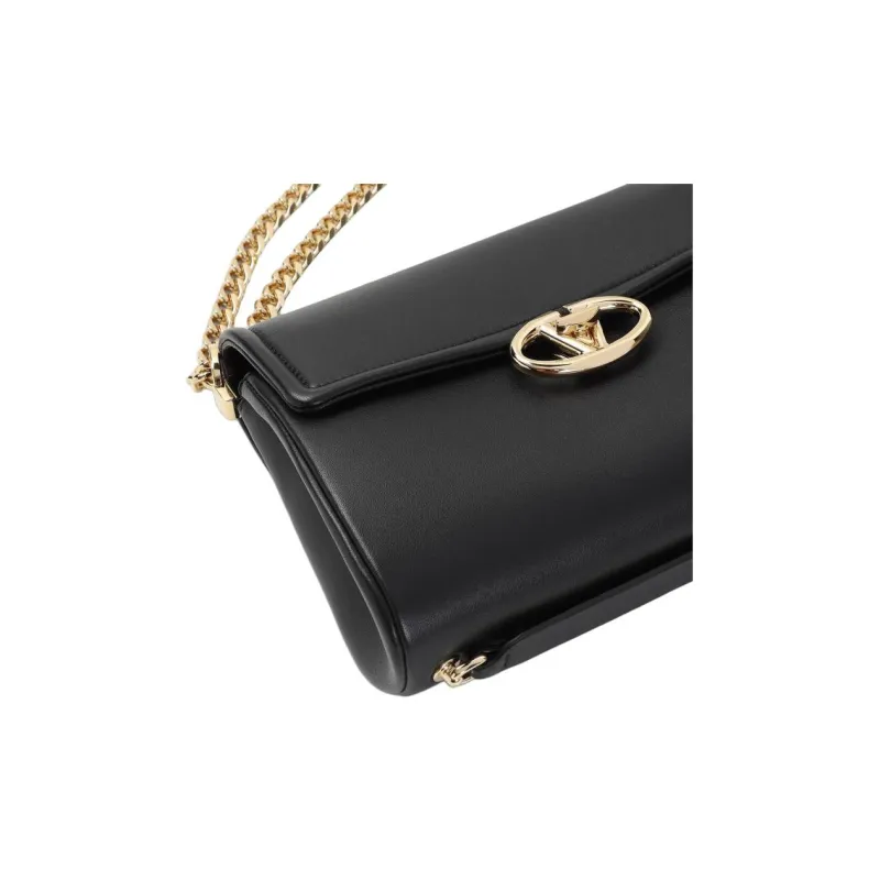 Valentino Leather Shoulder Bag Large Size Women's Black-2