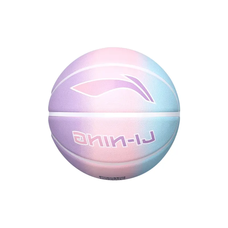 LiNing Rubber Basketball Purple Pink Green Gradient Size 7 Ball Training Unisex-2