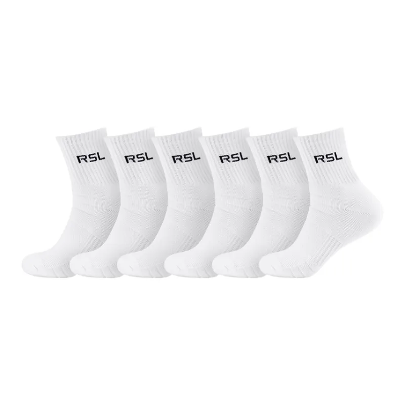RSL Mid Calf Socks Unisex 3 Pack/6 Pack Knee High Socks White-4