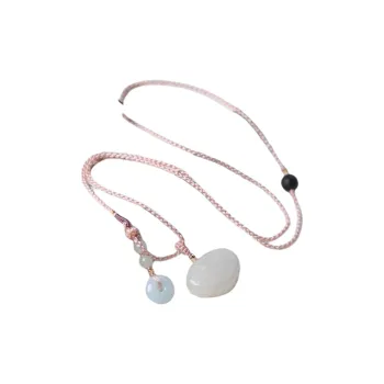 NIANSI Hetian Jade Necklaces Dusty Pink Unisex