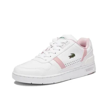 LACOSTE T-clip Wear-Resistant Low-Top Skateboard Shoes Women's White Pink