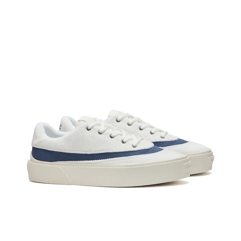 EQLZ EQUALIZER Fault Anti-Slip Wear-Resistant Low-Top Skateboard Shoes Unisex Corduroy White-1