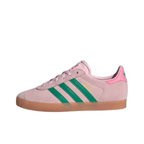 Adidas Originals GAZELLE Anti Slip Wear Resistant Low Top Kids' Skateboarding Shoes Pink Green Teenagers
