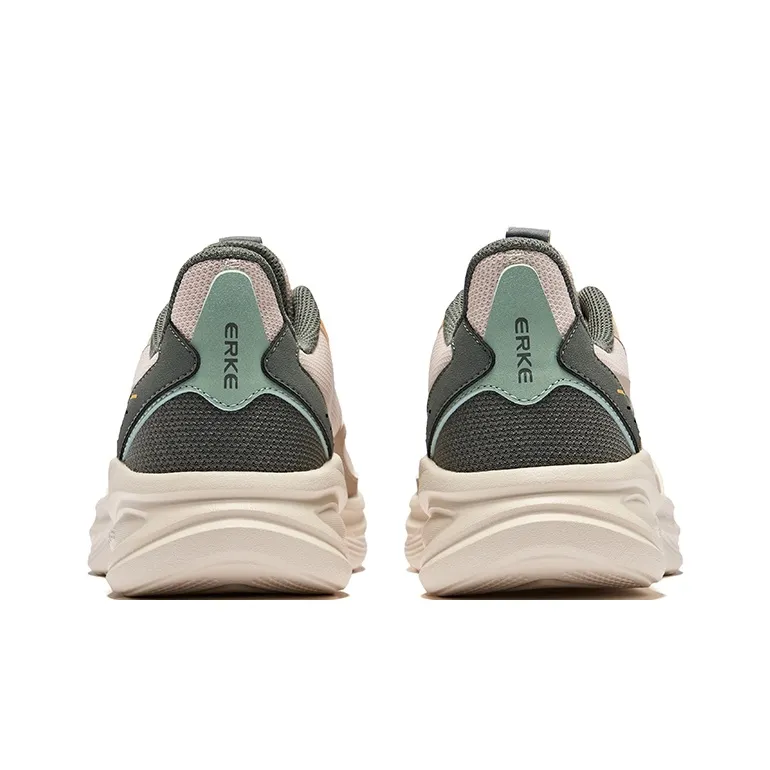 Erke Hunt Slip-Resistant Lightweight Rebound Low-Top Running Shoes Men's Egg Milk Gray Light Linen-4