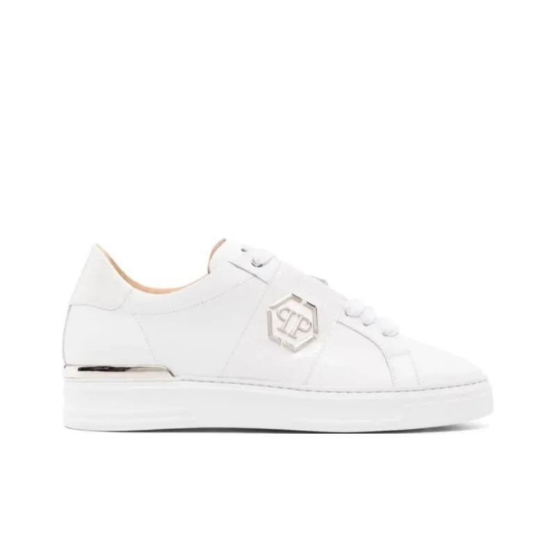 PHILIPP PLEIN Logo-plaque Pebbled Leather Sneakers-1