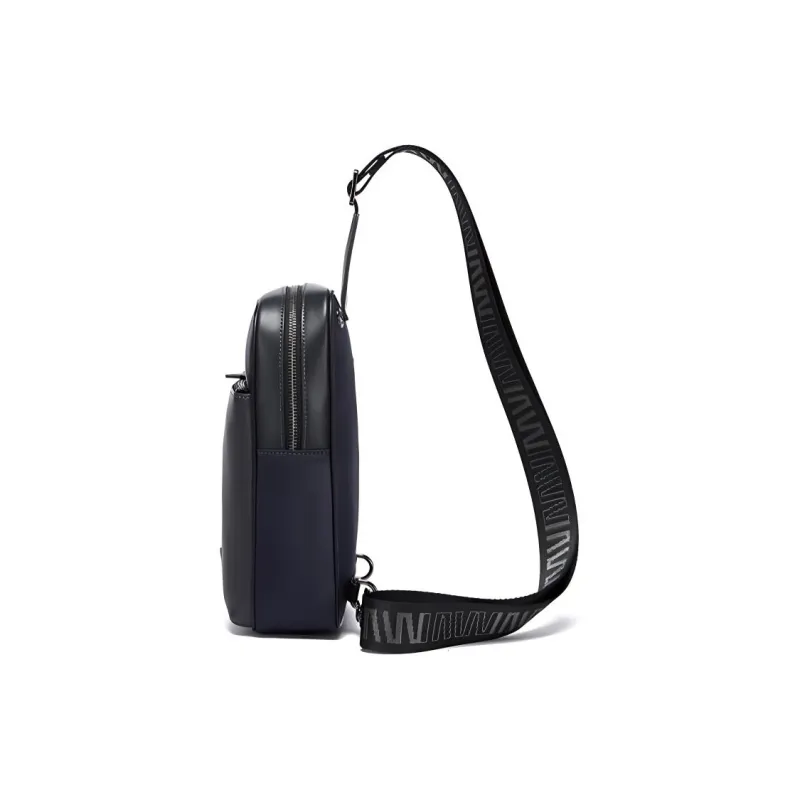 SEPTWOLVES Cow Leather Textile Sling Bag Regular Men's Blue & Gray-2