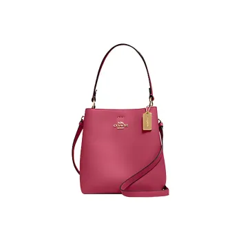 COACH Leather Tote Bag Shopping Bag Crossbody Handbag Small Size Women's Rose Red