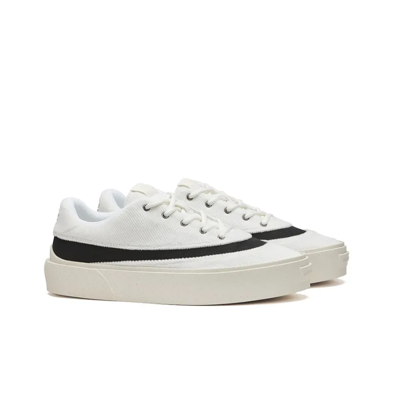 EQLZ EQUALIZER Fault Anti-Slip Wear-Resistant Low-Top Skateboard Shoes Unisex Corduroy White-1