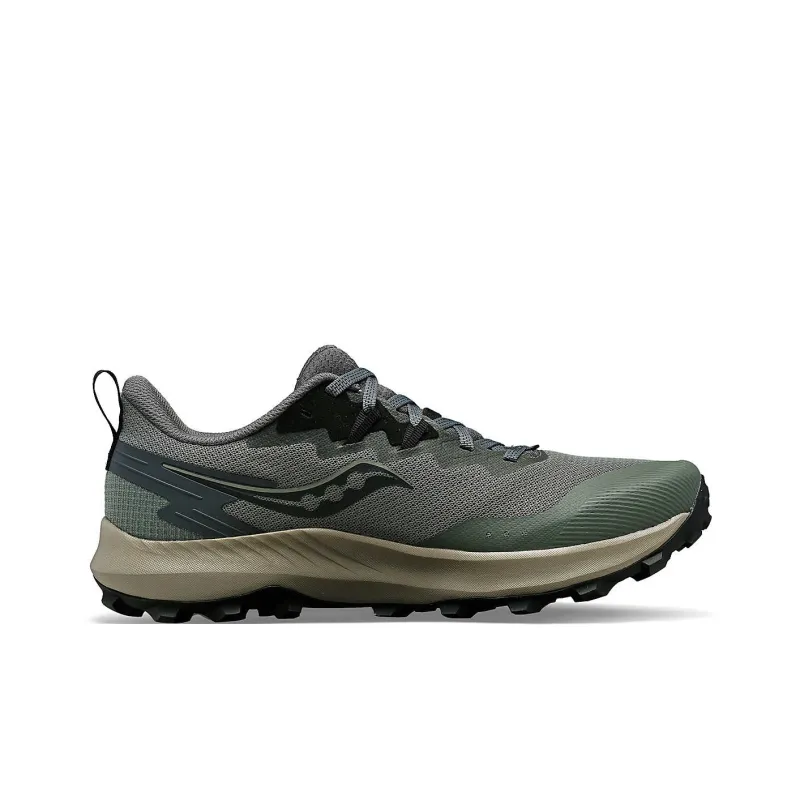 Saucony PEREGRINE 14 Shock Absorbers With Slip Resistant Features Low Top Running Shoes Men's Gray Green-1