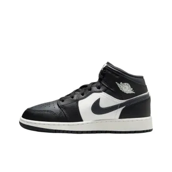 Jordan Air Jordan 1 Anti Slip Wear Resistant Mid Top Children's Basketball Shoes Black White Teenagers