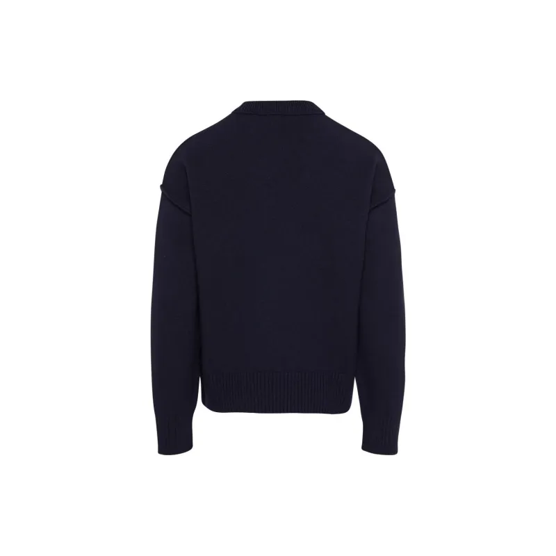 Ami Paris Ami De Coeur Felted Merino Wool Sweater-1
