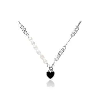 KING OF BLING Titanium Steel, Faux Pearl Necklaces Unisex